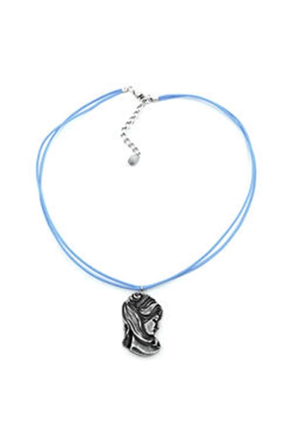 Necklace Woman's Head Cord Blue - GL01009