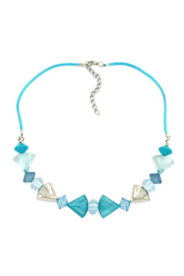 Necklace Turquoise-Blue/Silver Colored Various Beads - GL00539