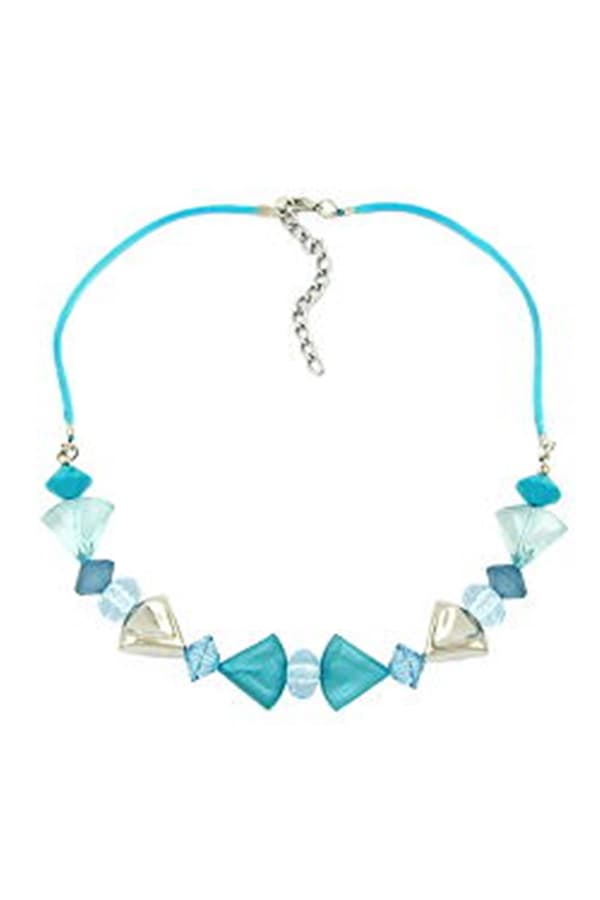 Necklace Turquoise-Blue/Silver Colored Various Beads - GL00539