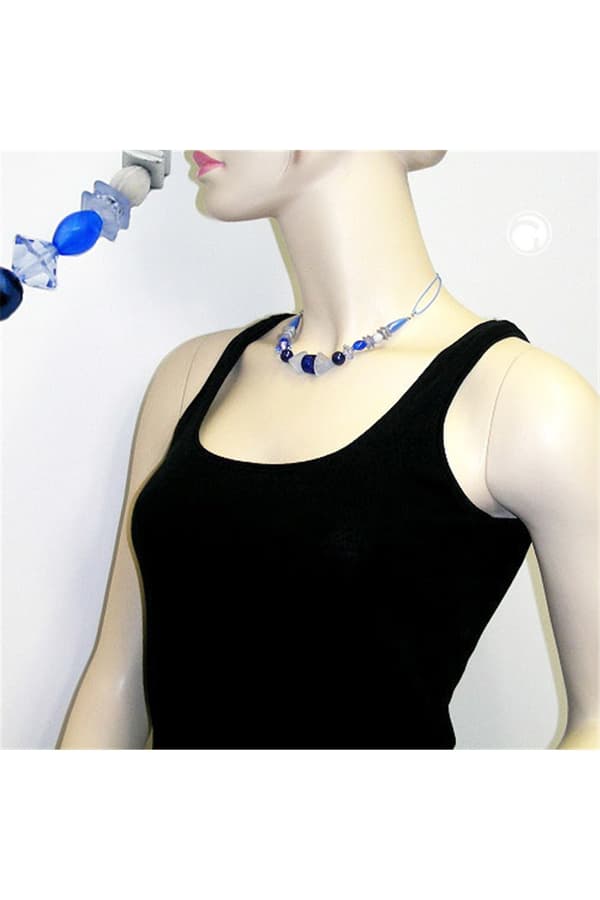 Necklace Blue Tones Various Beads - GL00533