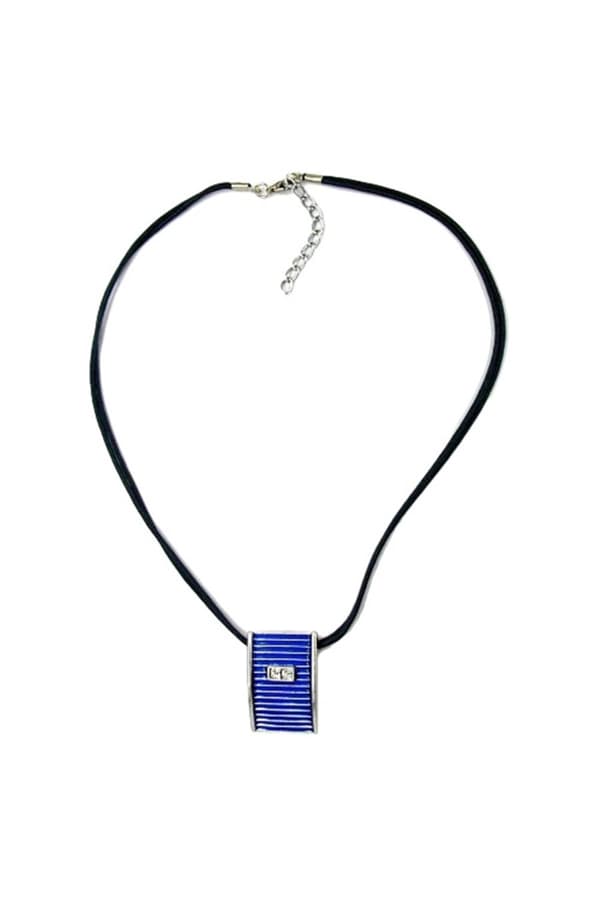 Necklace Blue And Silver Pendant 45cm - GL00066