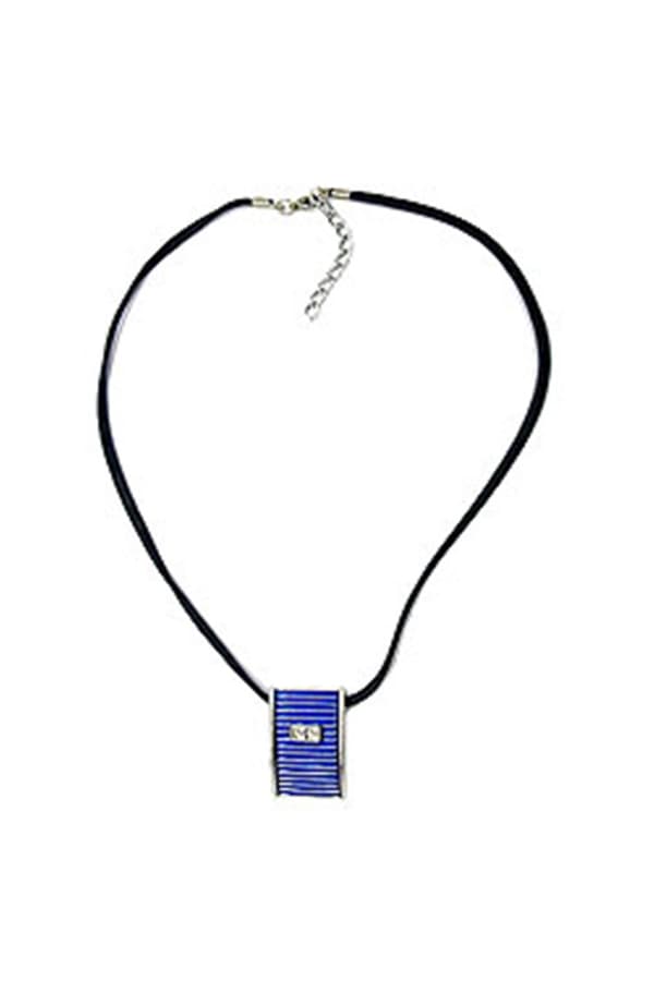 Necklace Blue And Silver Pendant 45cm - GL00066