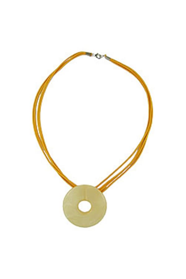 Necklace Round Pendant Yellow/Orange - GL07165