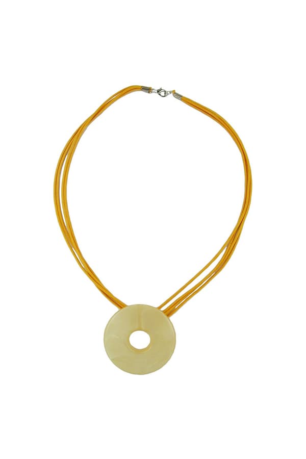 Necklace Round Pendant Yellow/Orange - GL07165