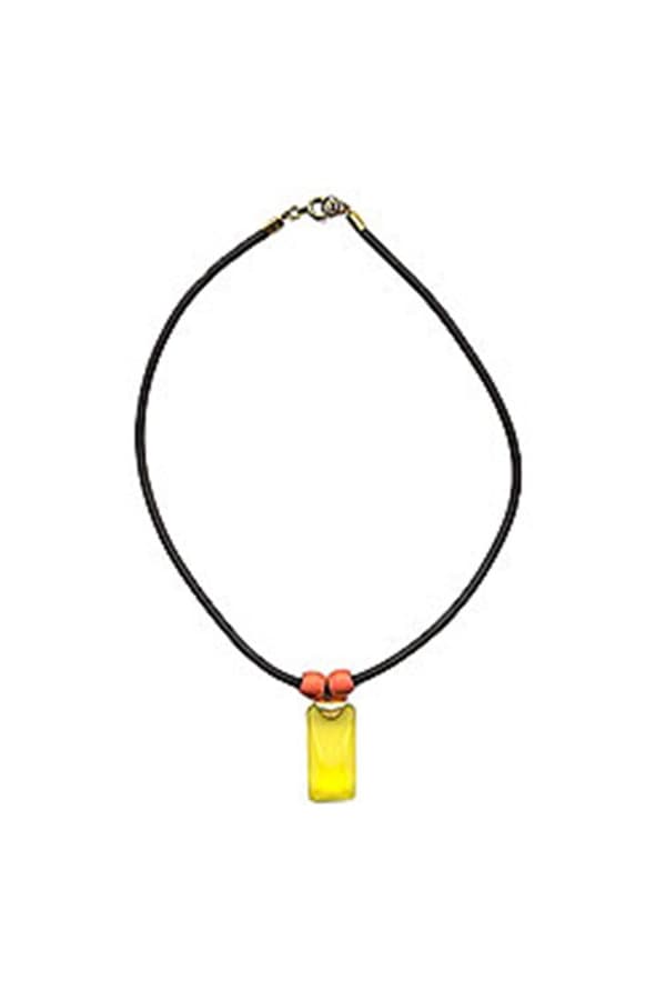 Necklace Yellow Pendant Orange/ Matte Polished - GL04956