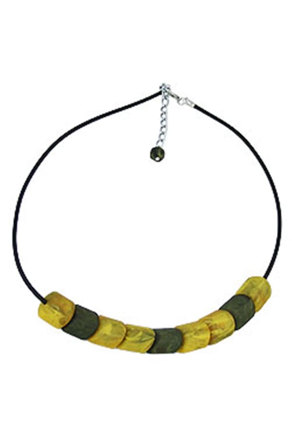 Necklace Beads Yellow-Marbeled 45cm - GL04367