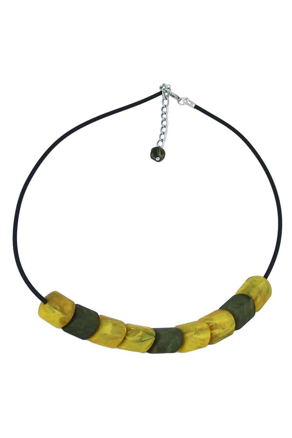 Necklace Beads Yellow-Marbeled 45cm - GL04367