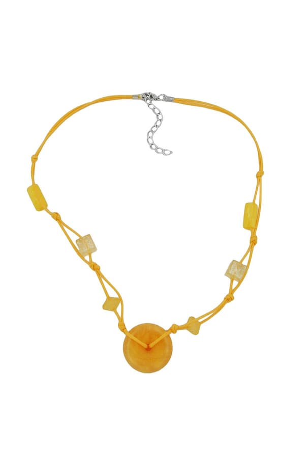 Necklace Disk Bead Yellow/Transparent - GL02829