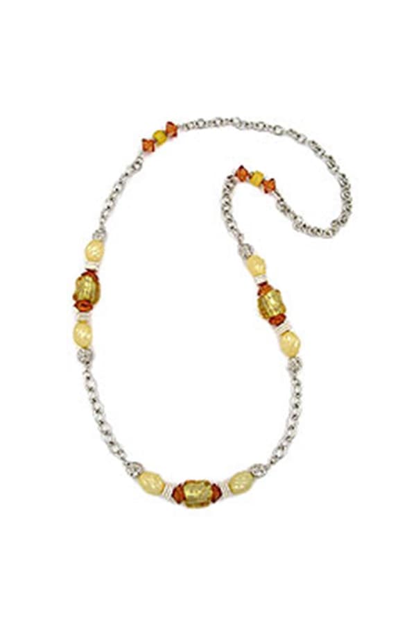Necklace Yellow-Orange Anchor Chain 90cm - GL02443