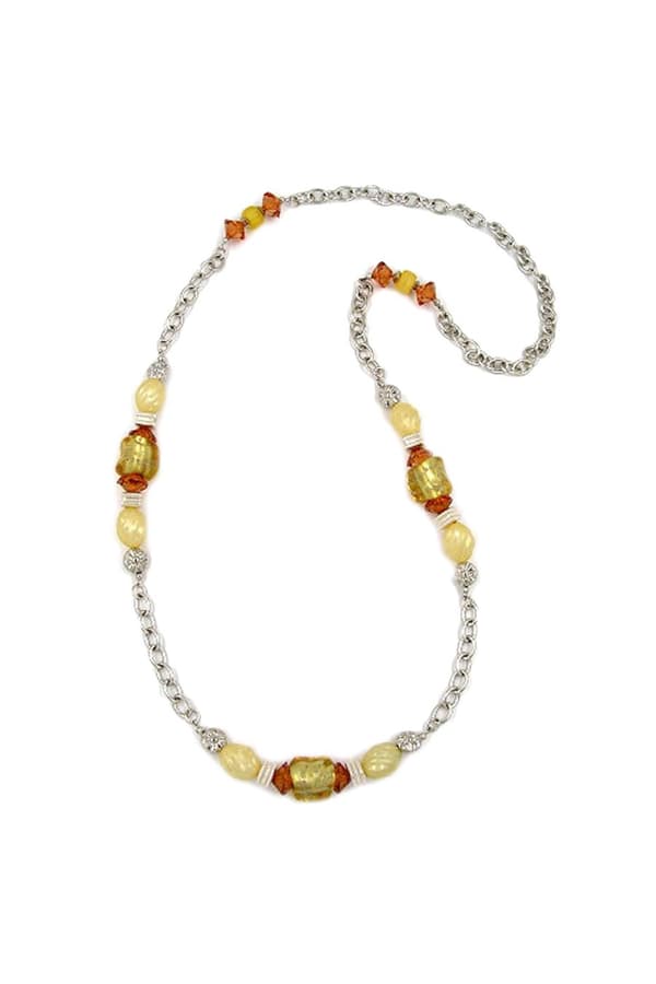 Necklace Yellow-Orange Anchor Chain 90cm - GL02443