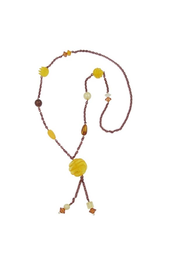 Necklace Yellow Spiral Pearl 90cm - GL02402