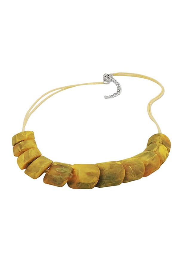 Necklace Slanted Beads Yellow Olive - GL02370