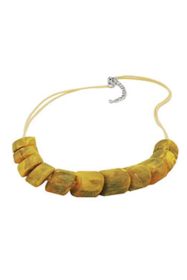 Necklace Slanted Beads Yellow Olive - GL02370