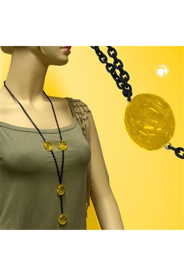 Necklace Eye-Catching Beads Yellow 90cm - GL02336