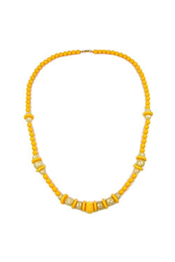 Necklace Engraved Bead Yellow 75cm - GL02021
