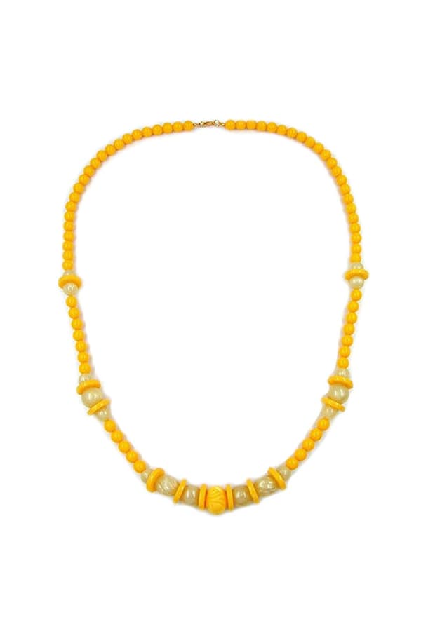 Necklace Engraved Bead Yellow 75cm - GL02021