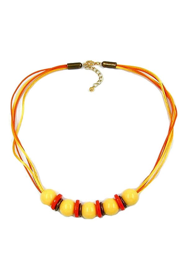 Necklace 5 Beads Yellow/ Orange - GL02018