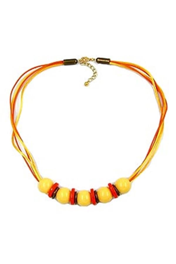 Necklace 5 Beads Yellow/ Orange - GL02018