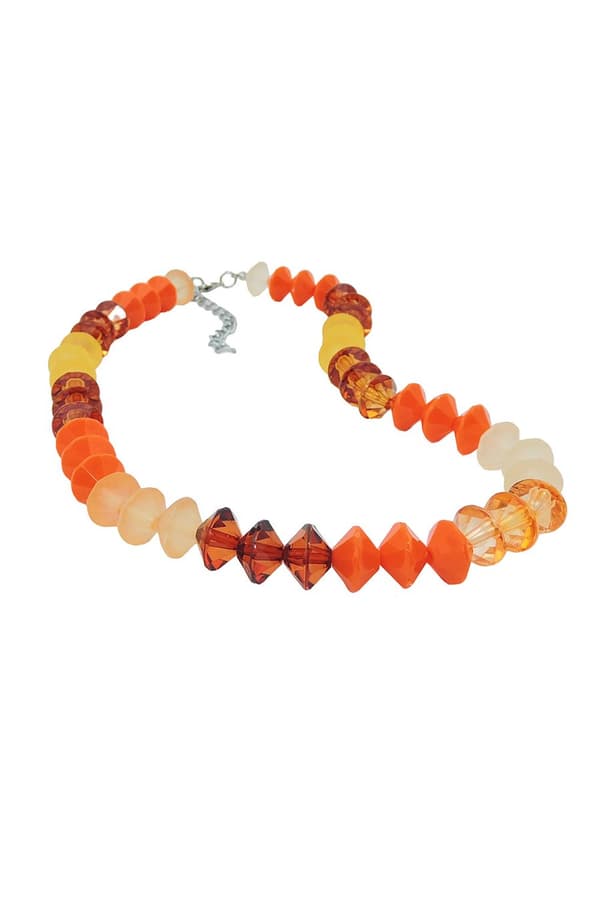 Necklace Faceted Beads Orange-Colour Silver Coloured Beads - GL01326
