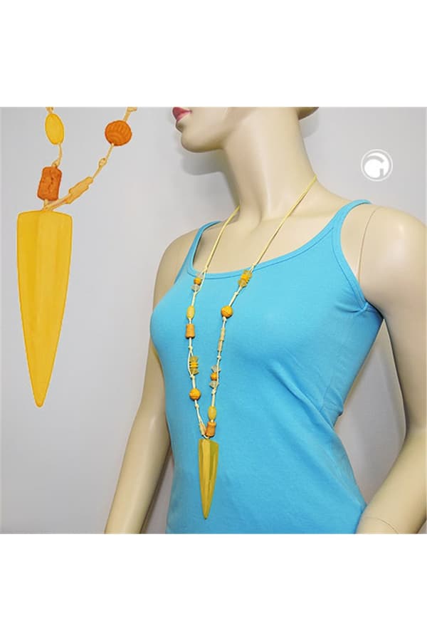 Necklace Yellow Beads Pointed Triangle - GL01105