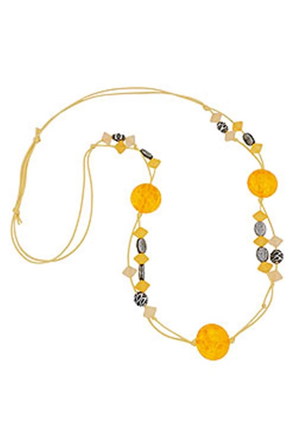 Necklace Yellow Beads Patterned Beads - GL01086