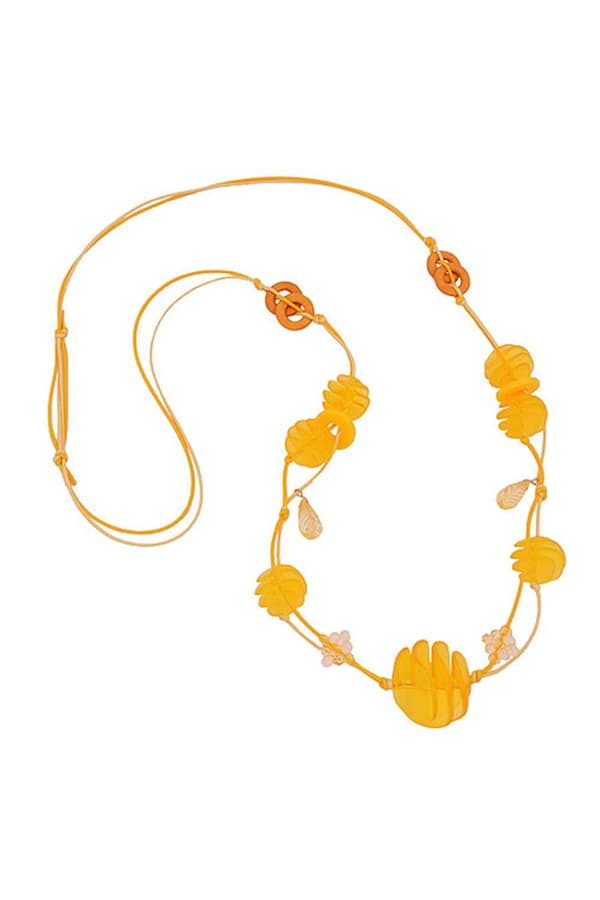 Necklace Yellow Spiral Beads Cord - GL01070