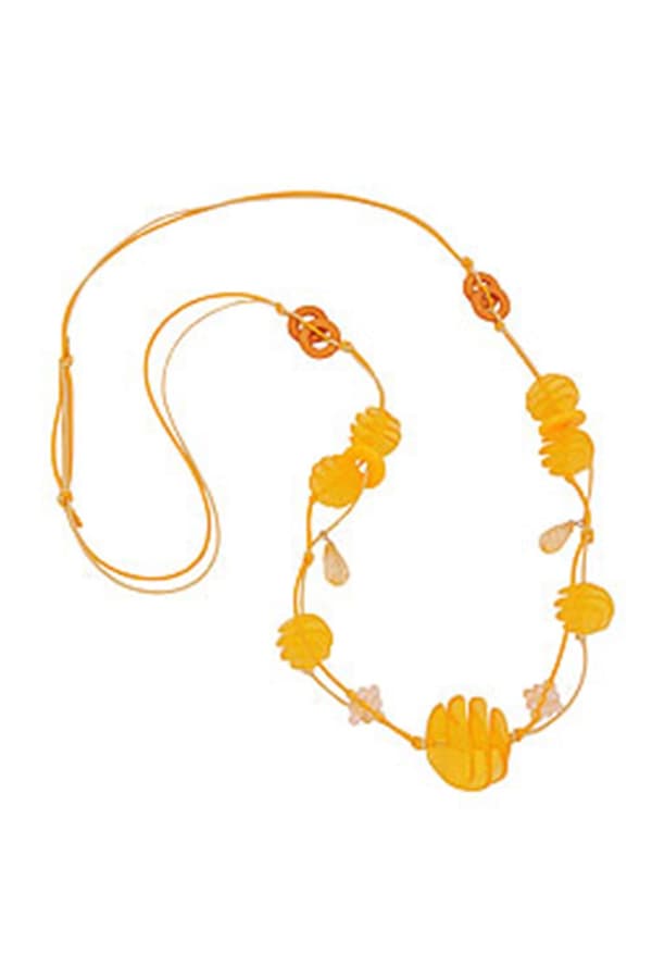 Necklace Yellow Spiral Beads Cord - GL01070