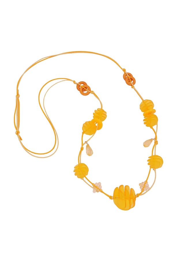 Necklace Yellow Spiral Beads Cord - GL01070