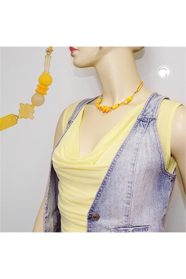 Necklace Yellow Beads Twisted - GL01063