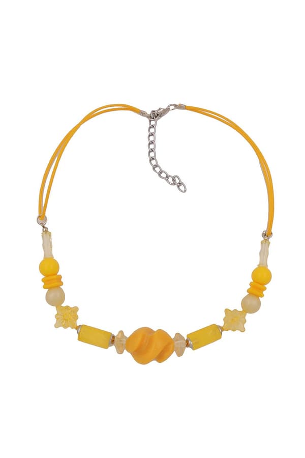 Necklace Yellow Beads Twisted - GL01063