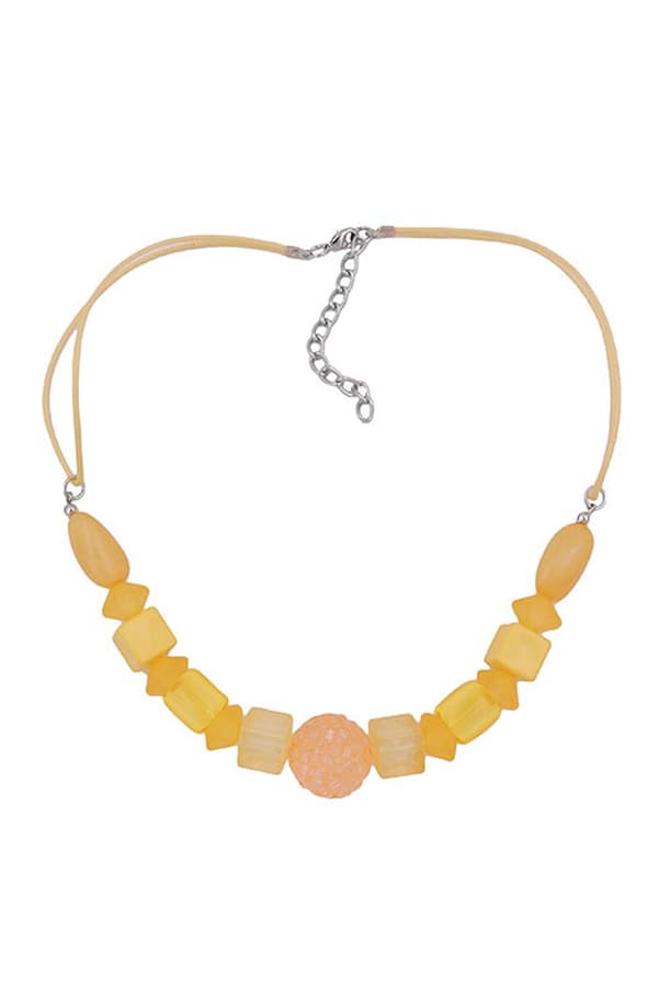 Necklace Yellow Beads Yellow Cord - GL01060
