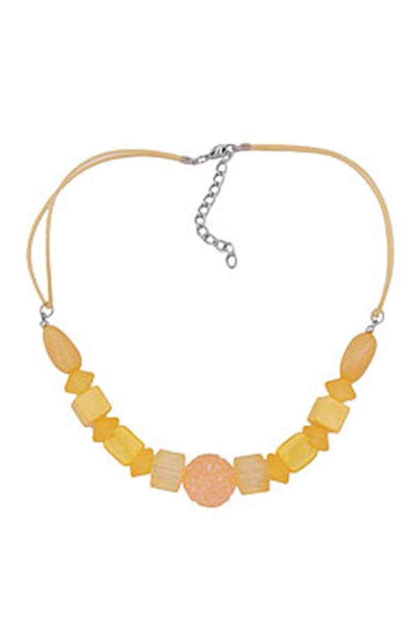 Necklace Yellow Beads Yellow Cord - GL01060