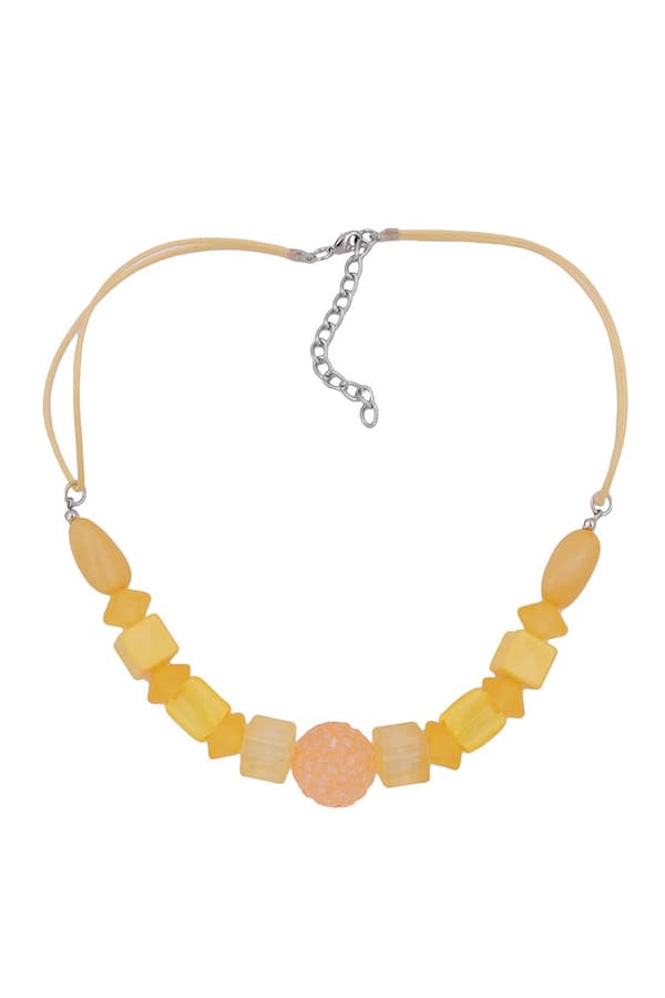 Necklace Yellow Beads Yellow Cord - GL01060