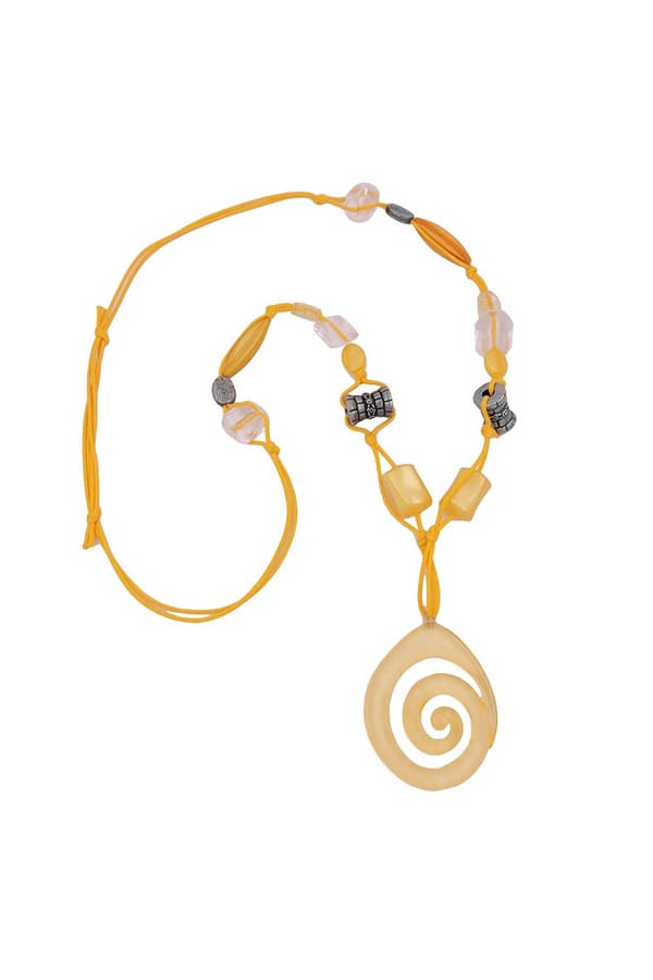 Necklace Yellow + Antique-Silver Beads - GL01056