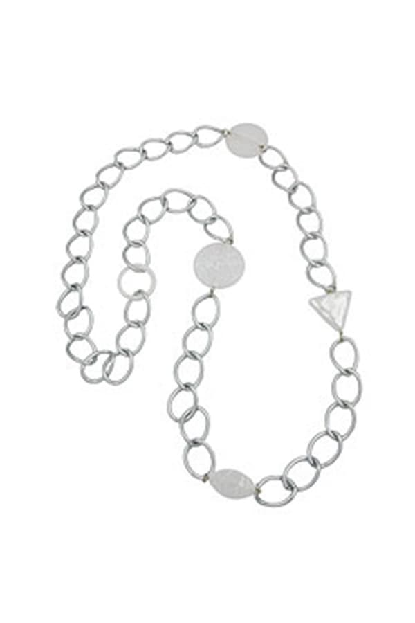 Necklace Wide Curb Chain Crystal Pearl 90cm - GL06122