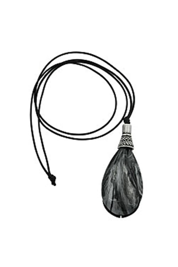 Necklace Drop Shape Black-Silver-Grey - GL04748