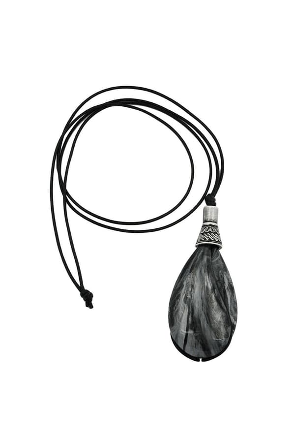 Necklace Drop Shape Black-Silver-Grey - GL04748