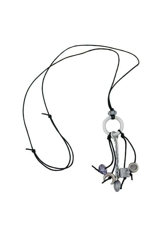 Necklace Grey Beads 90cm - GL02754