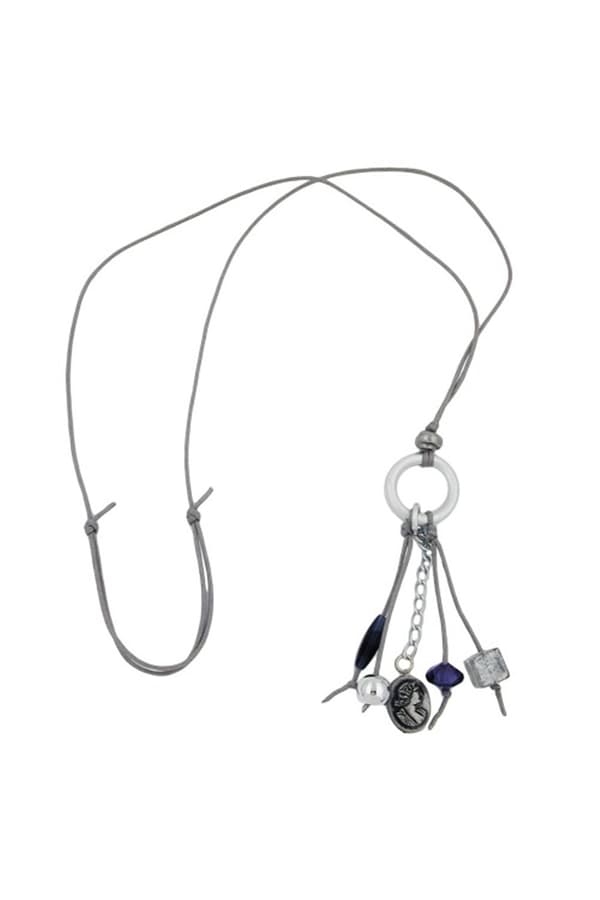 Necklace Light Grey/ Blue Beads - GL02741