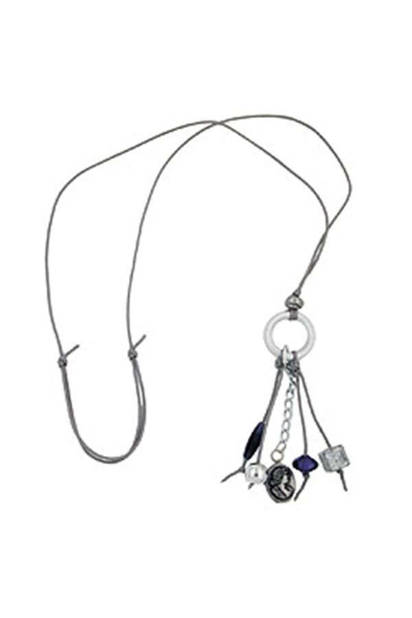 Necklace Light Grey/ Blue Beads - GL02741