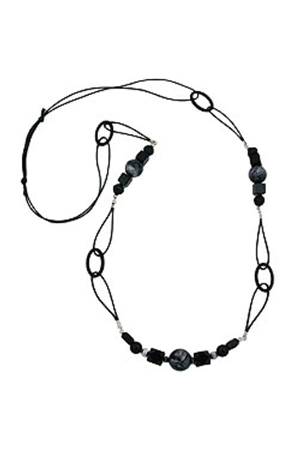 Necklace Black And Grey-Marbeled 100cm - GL02663