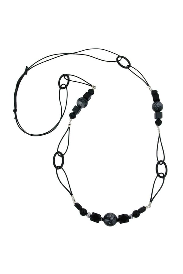 Necklace Black And Grey-Marbeled 100cm - GL02663