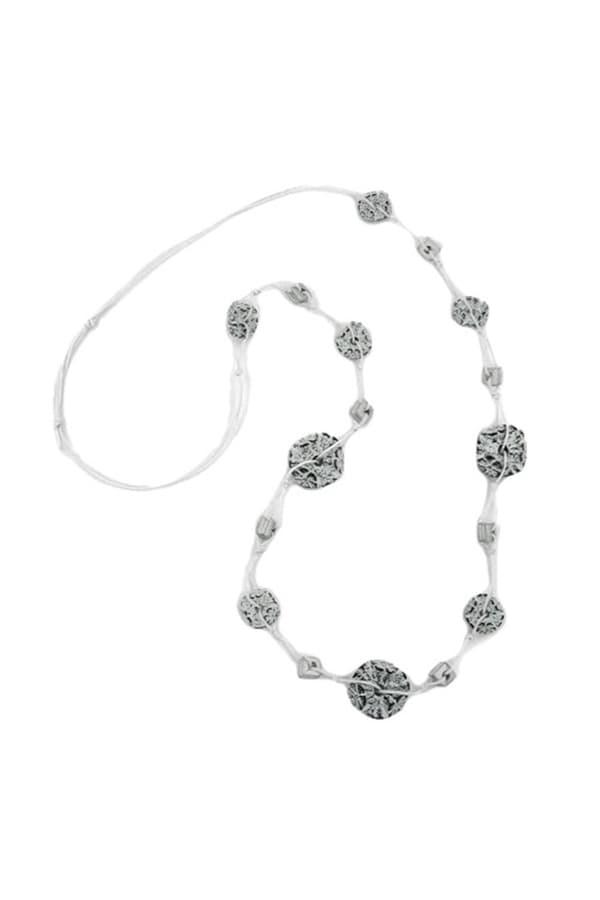 Necklace Flower Bead Grey-White 100cm - GL02507