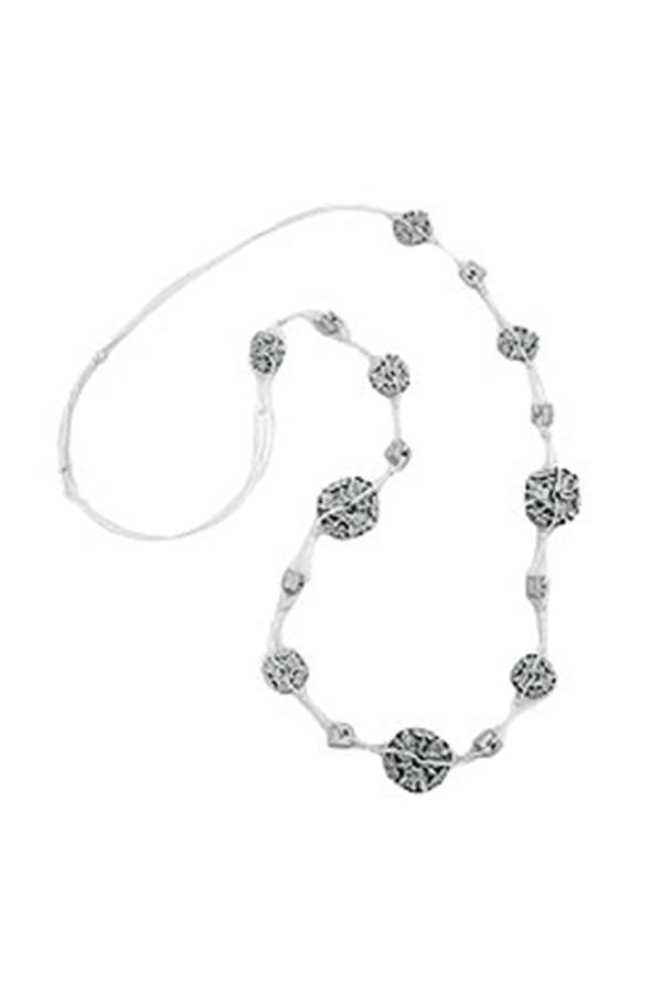 Necklace Flower Bead Grey-White 100cm - GL02507