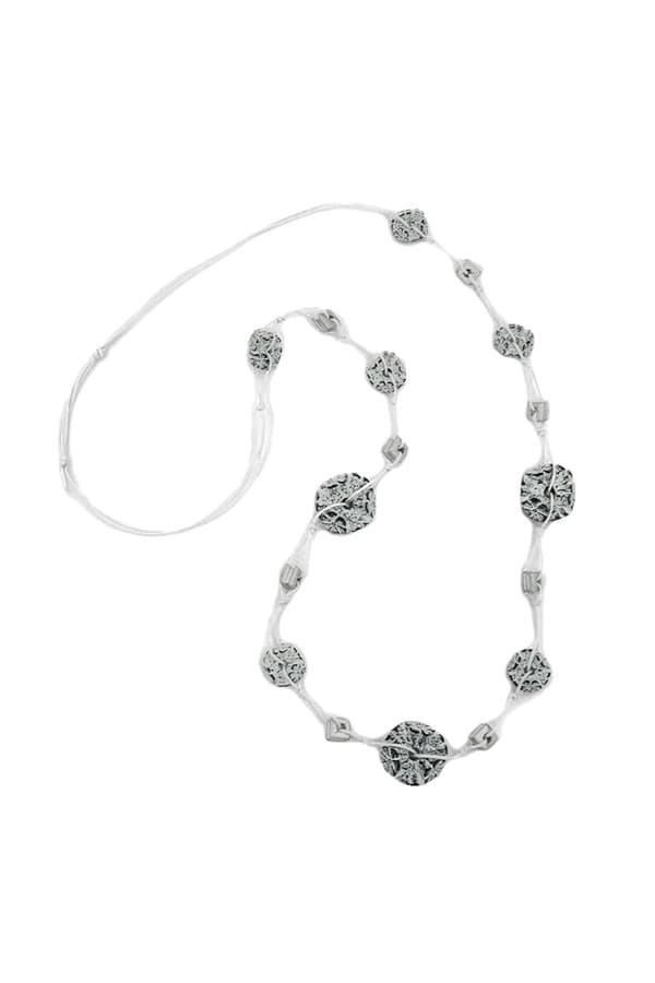 Necklace Flower Bead Grey-White 100cm - GL02507