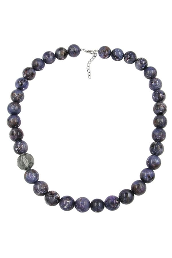 Necklace Beads 18mm Purple-Grey 60cm - GL02380