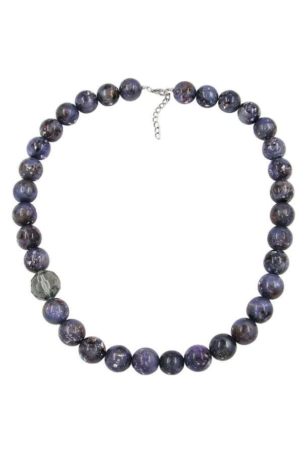 Necklace Beads 18mm Purple-Grey 60cm - GL02380