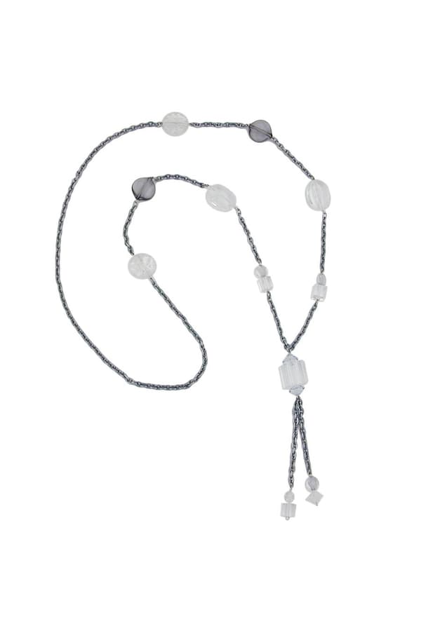 Necklace Beads & Cubes Transparent 95cm - GL02338