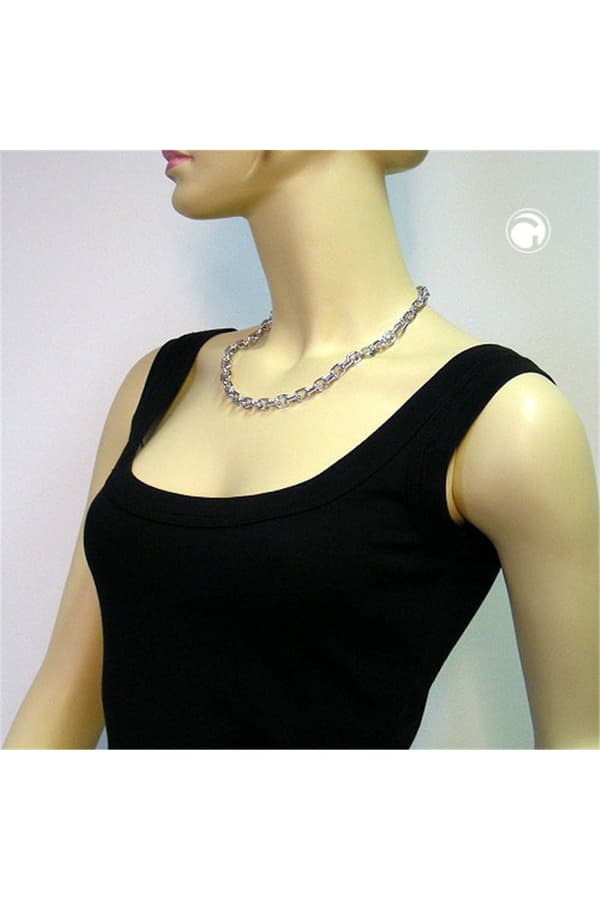Necklace Anchor Chain Rhodium Plated 50cm - GL02240