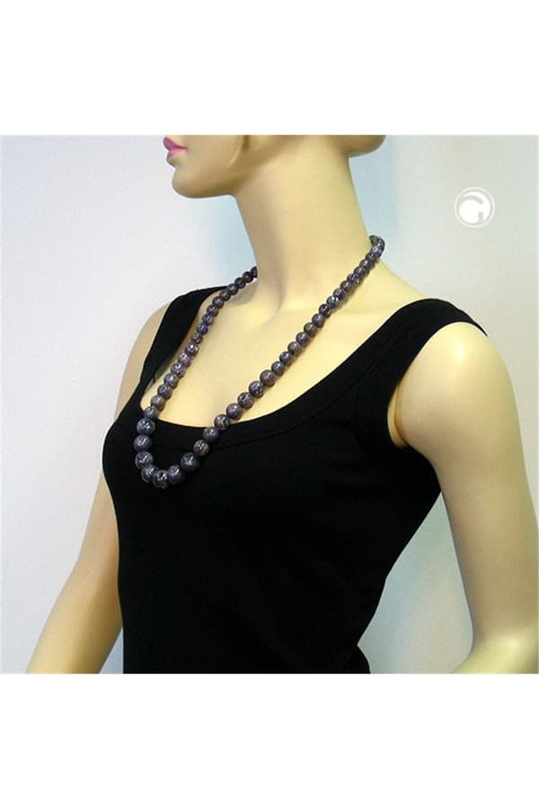 Necklace Beads Grey/ Lilac - GL02089